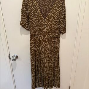 Madewell Floral Olive Midi Dress